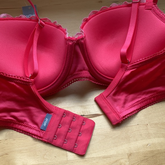 NWT Pink aerie satin & lace push up bra - 32D - Picture 8 of 14